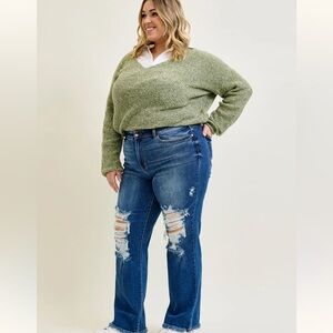 Judy Blue Dark Blue Boyfriend Fit Jeans 16w